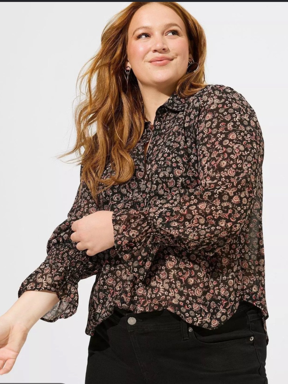 NEW! Torrid x Festi chiffon button up blouse